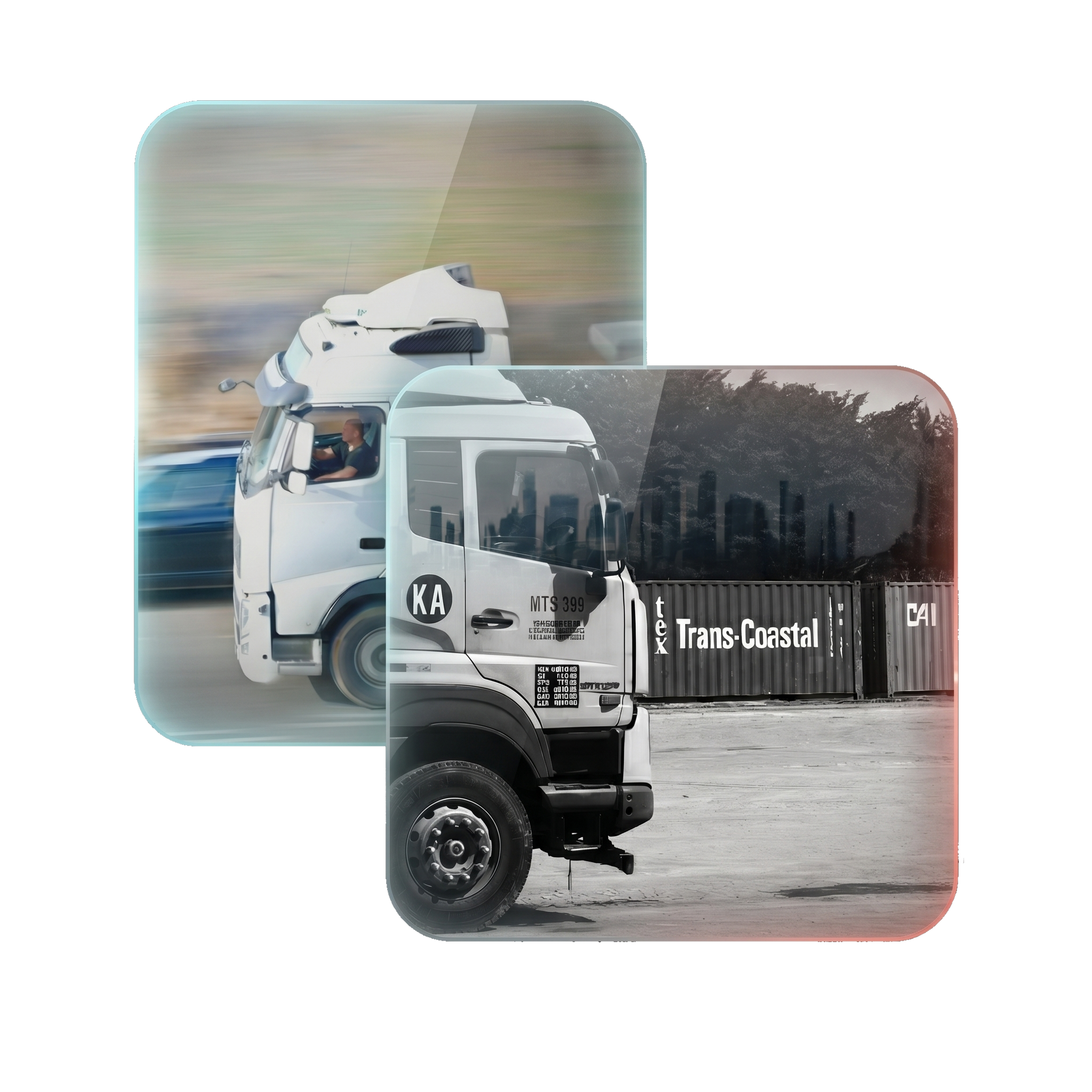 Fleet trucks in motion and at depot